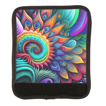 Colorful Abstract Psychedelic Beautiful Flower Luggage Handle Wrap by PrettyPatternsGifts at Zazzle