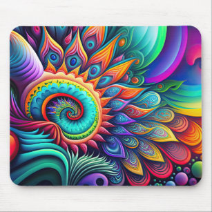 Colorful Abstract Psychedelic Beautiful Flower Mouse Pad