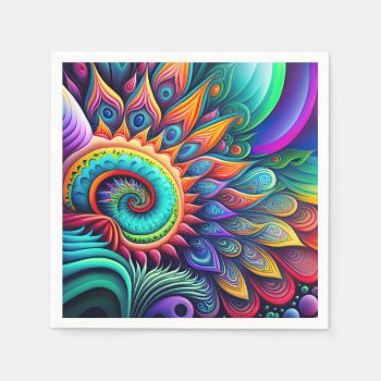 Colorful Abstract Psychedelic Beautiful Flower Napkins by PrettyPatternsGifts at Zazzle
