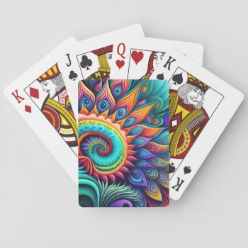 Colorful Abstract Psychedelic Beautiful Flower Playing Cards by PrettyPatternsGifts at Zazzle