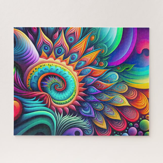 Colorful Abstract Psychedelic Flower Jigsaw Puzzle (Horizontal)