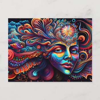 Colorful Abstract Psychedelic Metaphysical Spirit Postcard by PrettyPatternsGifts at Zazzle