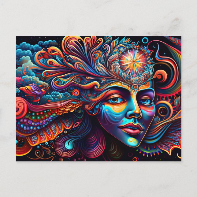 Colorful Abstract Psychedelic Metaphysical Spirit Postcard (Front)