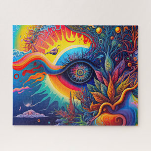 Colorful Abstract Psychedelic Seeing Eye Spirit Jigsaw Puzzle