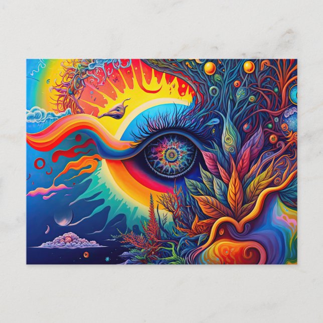 Colorful Abstract Psychedelic Seeing Eye Spirit Postcard (Front)