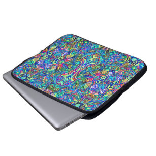 Colorful Abstract Psychedelic Symmetrical Swirls Laptop Sleeve