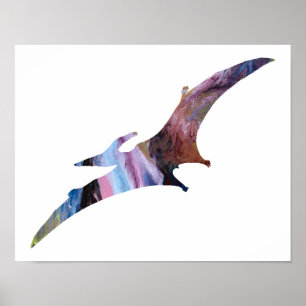 Colorful abstract Pterodactyl silhouette Poster