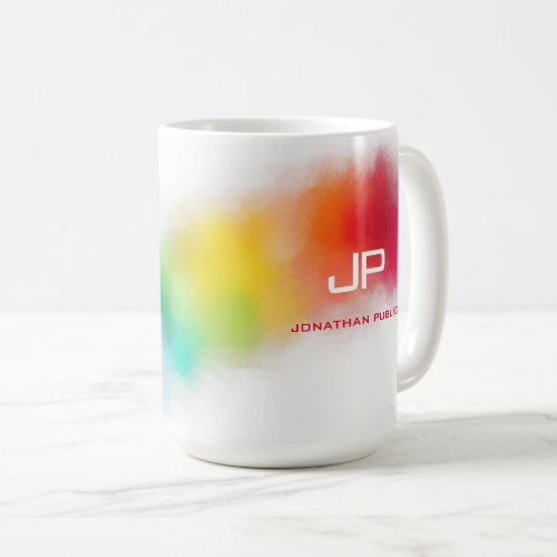 Colorful Abstract Rainbow Colors Elegant Monogram Coffee Mug