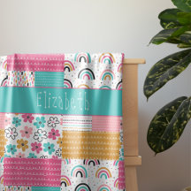 Colorful Abstract Rainbow Flower Patchwork