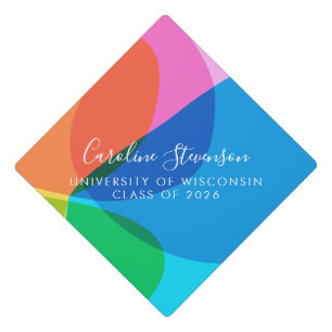 Colorful Abstract Rainbow Fun Custom Graduation Cap Topper