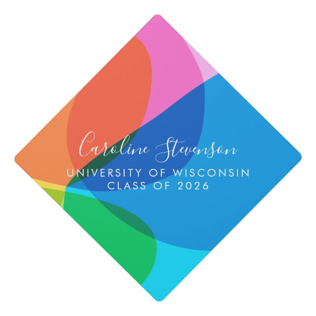 Colorful Abstract Rainbow Fun Custom Graduation Cap Topper (Front)