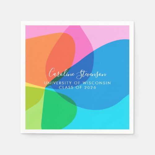 Colorful Abstract Rainbow Fun Custom Graduation Napkins