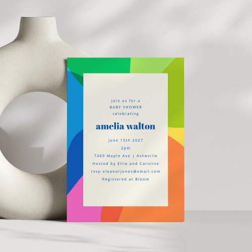 Colorful Abstract Rainbow Modern Baby Shower Invitation