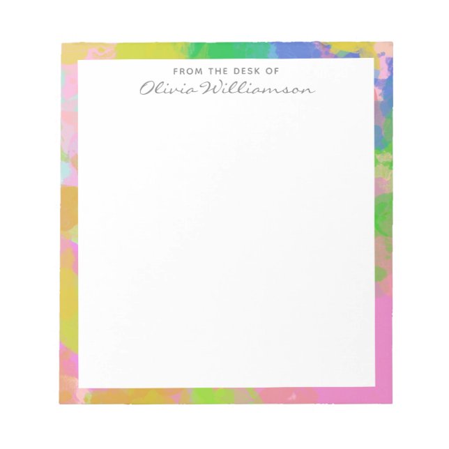 Colorful Abstract Rainbow Painting Personalized Notepad (Front)
