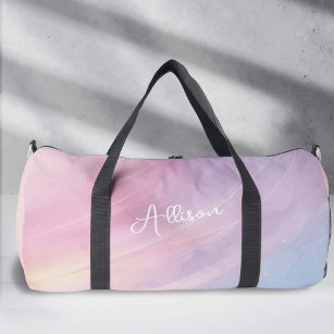 Colorful Abstract Rainbow Pattern, Pink Dance Duffle Bag