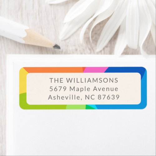 Colorful Abstract Rainbow Personalized Holiday Label