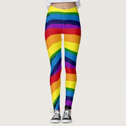 Colorful Abstract Rainbow Stripes Leggings