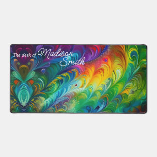 Colorful Abstract Rainbow Swirls Desk Mat
