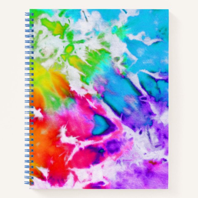 Colorful Abstract Rainbow Watercolor Paint Tie Dye Notebook (Front)