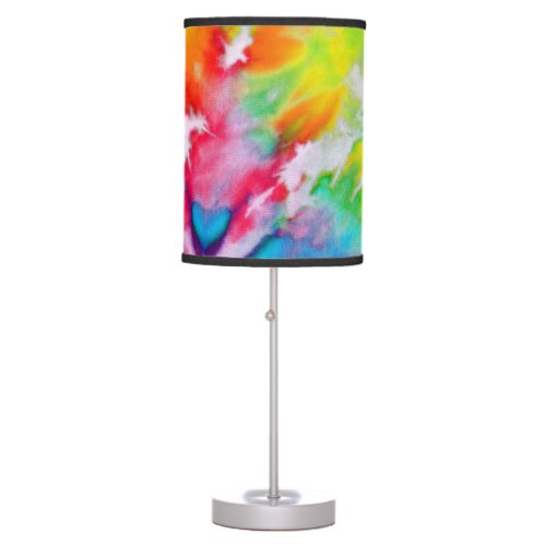 Colorful Abstract Rainbow Watercolor Paint Tie Dye Table Lamp