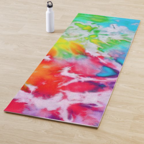 Colorful Abstract Rainbow Watercolor Tie Dye Yoga Mat