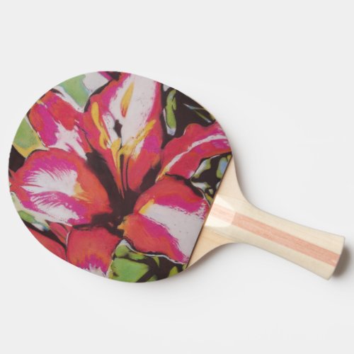 colorful abstract red flower contempory art design ping pong paddle