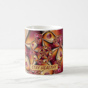Colorful Abstract Red Orange Fantasy Fractal Text Coffee Mug