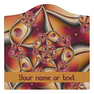 Colorful Abstract Red Orange Fractal Art Custom Door Sign