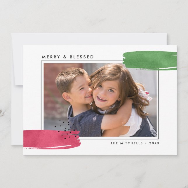 Colorful Abstract Religious Photo Holiday Card (Front)