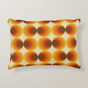 Colorful Abstract Retro Geometric Pattern Accent Pillow