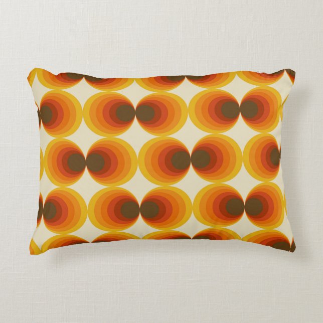 Colorful Abstract Retro Geometric Pattern Accent Pillow (Front)