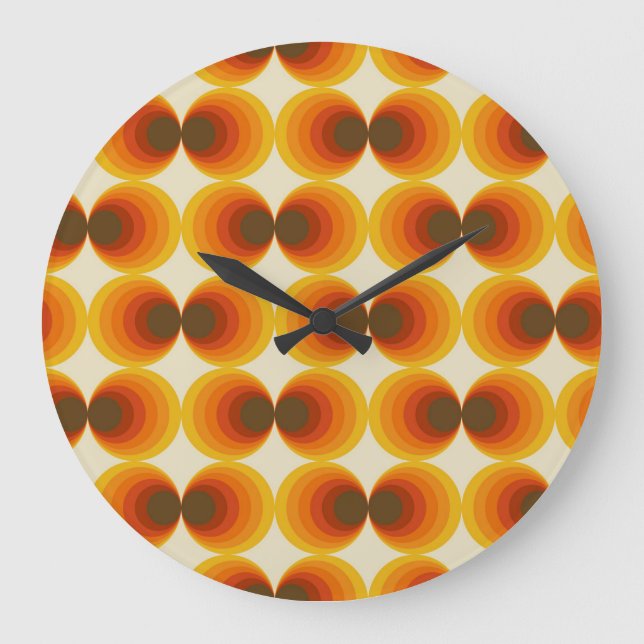 Colorful Abstract Retro Geometric Pattern Large Clock (Front)
