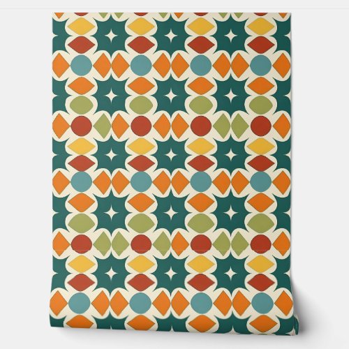 Colorful Abstract Retro Geometric Pattern Wallpaper