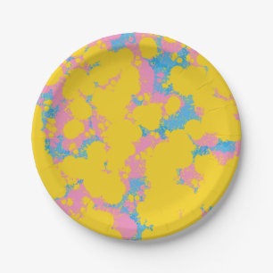 Colorful Abstract Retro Paint Spatter Paper Plates