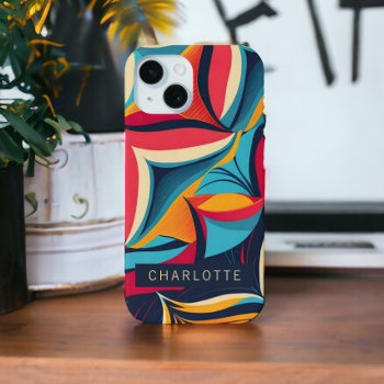 Colorful Abstract Retro Pattern Personalized Iphone 15 Case by Ricaso_Designs at Zazzle