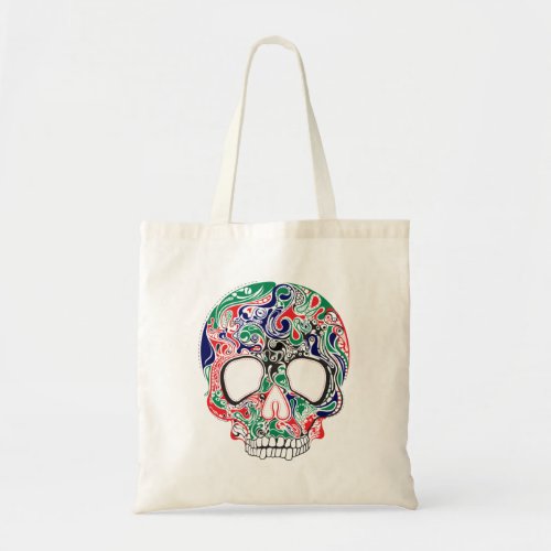 Colorful Abstract Retro Sugar Skull Tote Bag