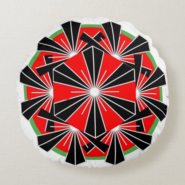 Colorful Abstract Round Throw Pillow (Front)