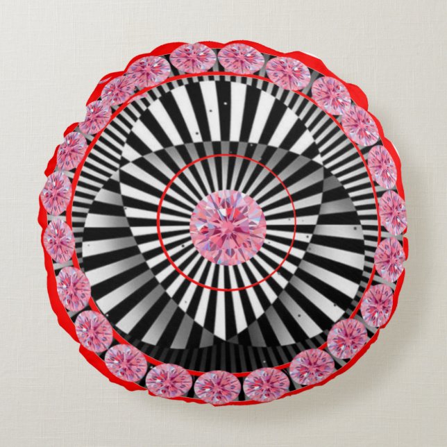 Colorful Abstract Round Throw Pillow (Front)