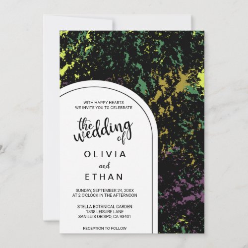 Colorful abstract rustic chic Wedding Invitation