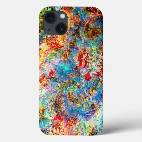 Colorful Abstract Rustic Floral Design iPhone 13 Case