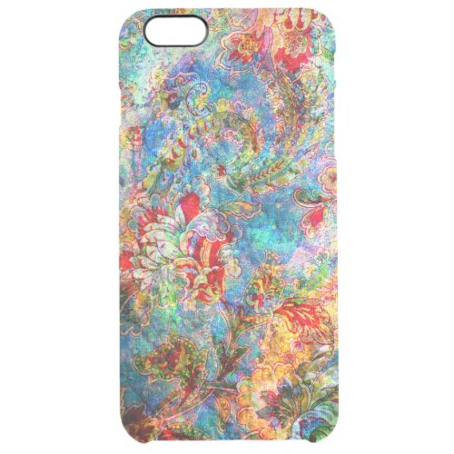 Colorful Abstract Rustic Floral Design Clear iPhone 6 Plus Case