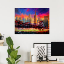 Colorful Abstract San Francisco Skyline Poster