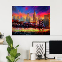 Colorful Abstract San Francisco Skyline Poster