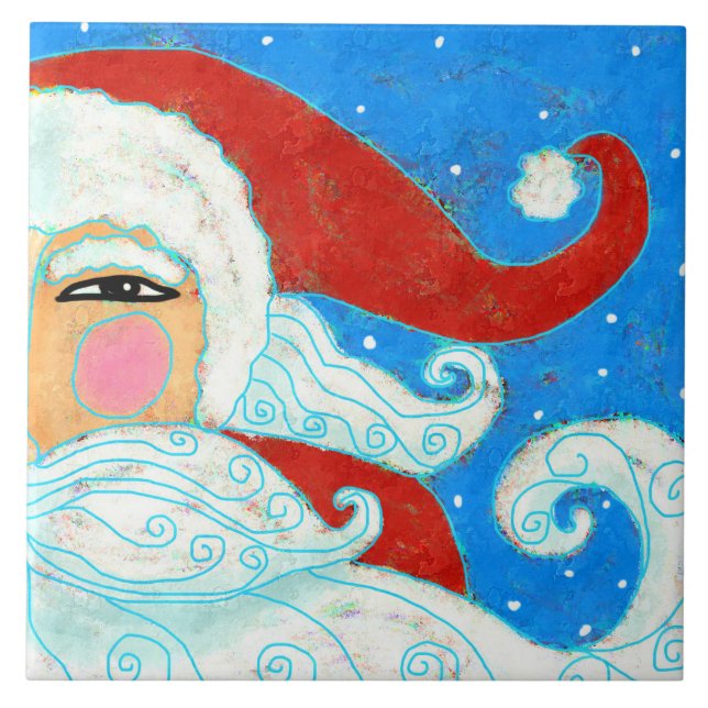 Colorful Abstract Santa Claus Ceramic Tile (Front)