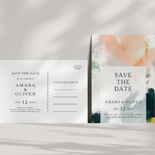 Colorful Abstract Save The Date Postcard