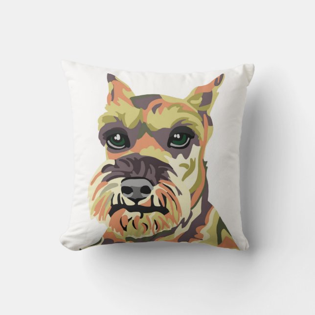 Colorful Abstract Schnauzer Throw Pillow (Front)
