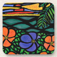 Colorful Abstract Seascape Drink Coaster
