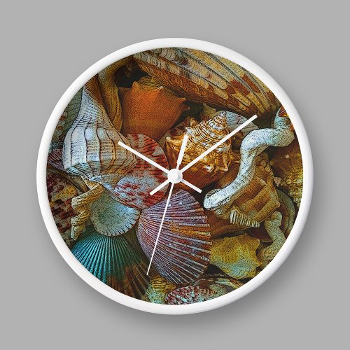 Colorful Abstract Seashells Clock