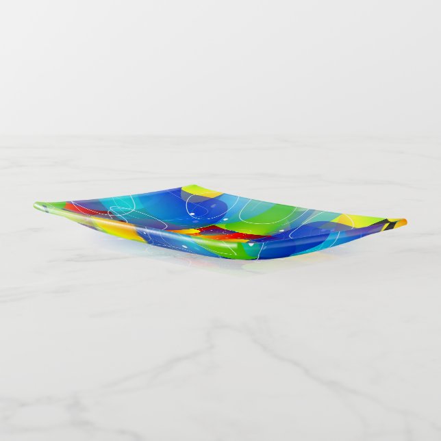 Colorful abstract shape modern art canvas print trinket tray (Angled)