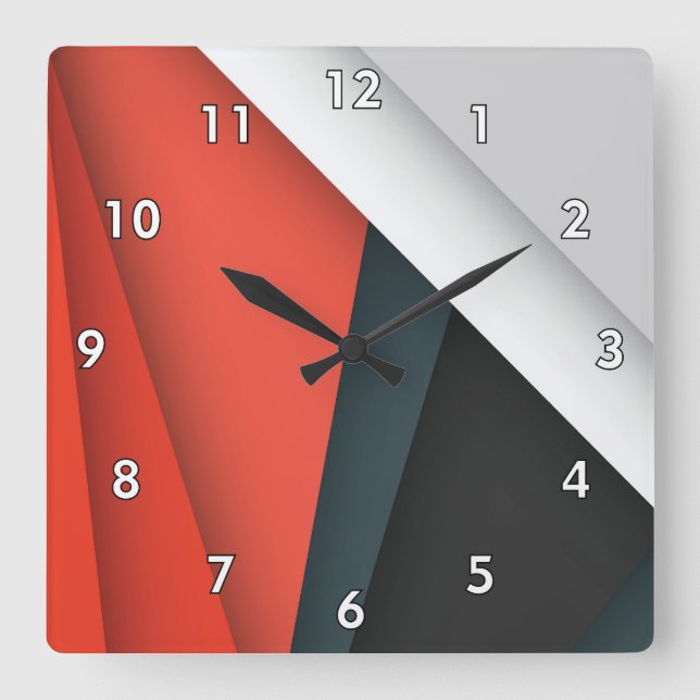 Colorful Abstract Shapes and Lines Square Wall Clock (Front)